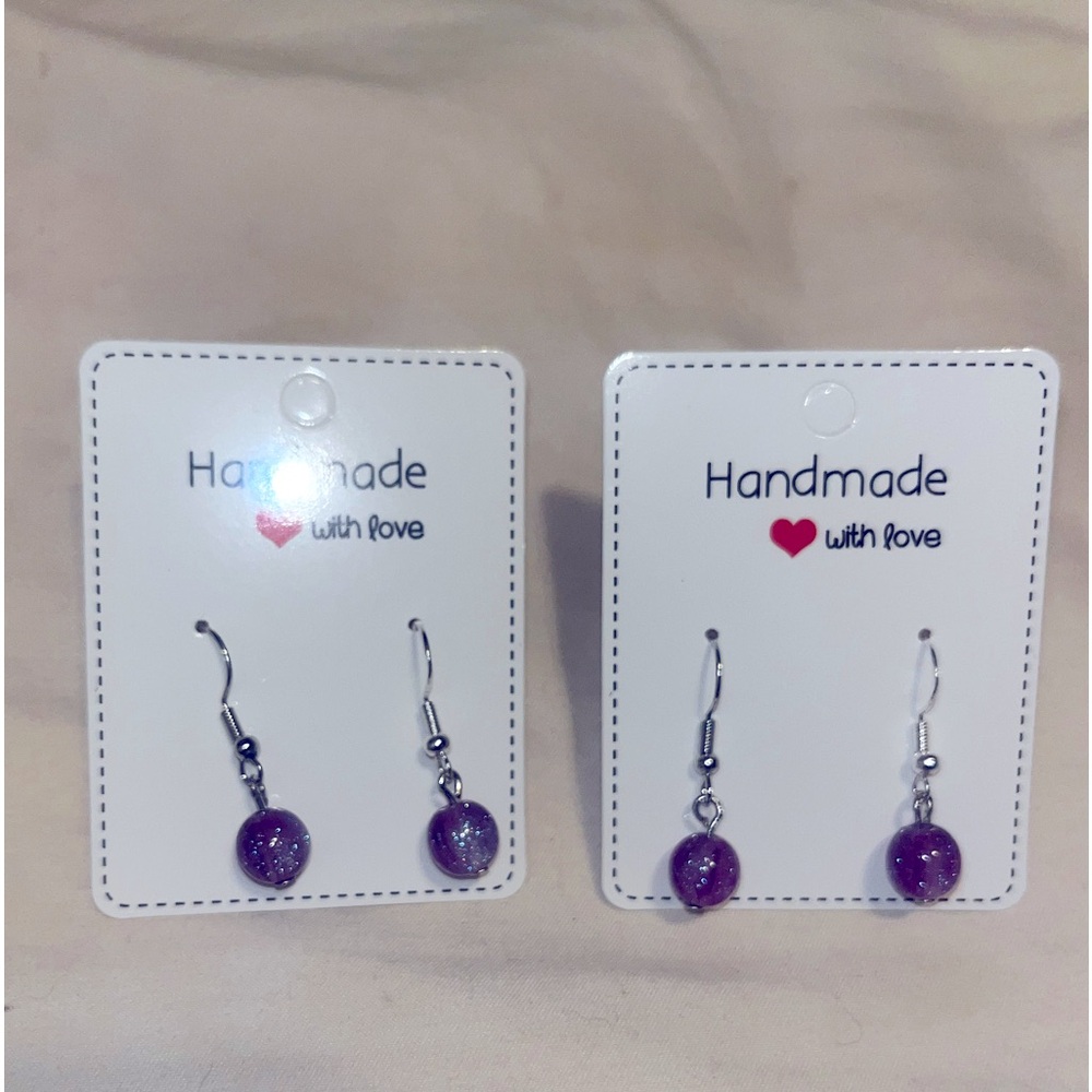 Purple Galaxy Earrings 4mm Handcrafted